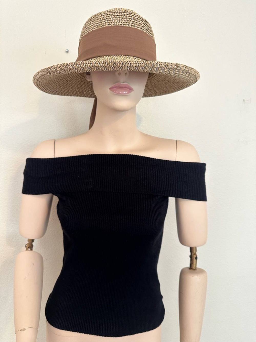 Express Black Off-Shoulder Ribbed Top